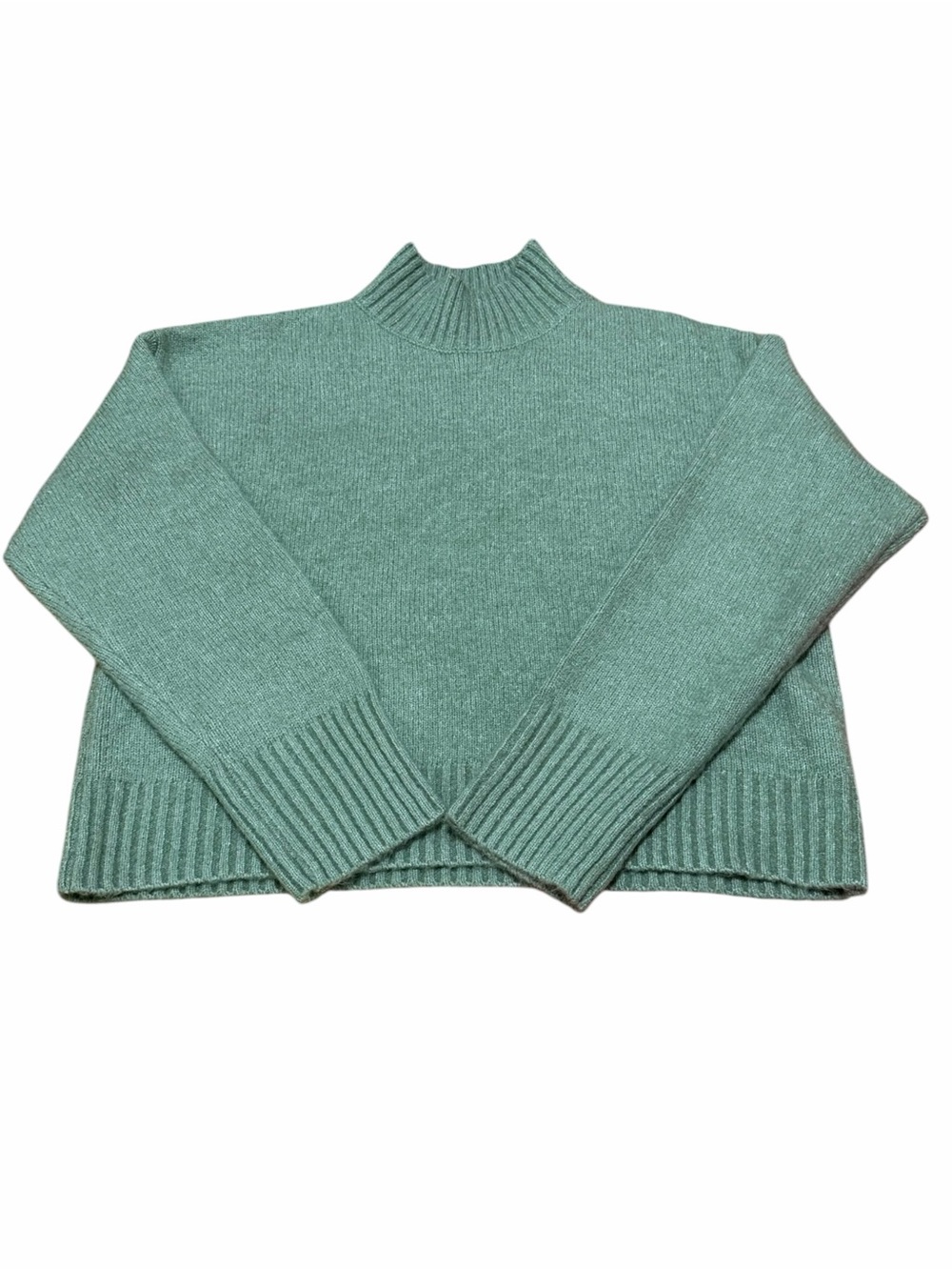 Altar'd State Mint Sage Green Mock Neck Cropped Knit Sweater Medium